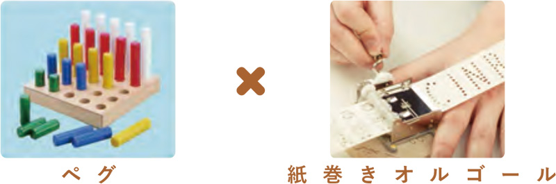 ペグX紙巻きオルゴール|音を利用したリハビリ用品 ‒リハビリの成果を音楽として残すペグ‒